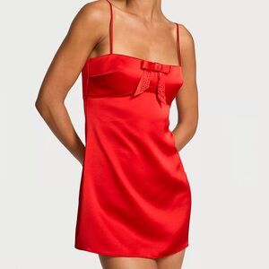 Victoria’s Secret Twinkle Bow Satin Mini Slip Dress